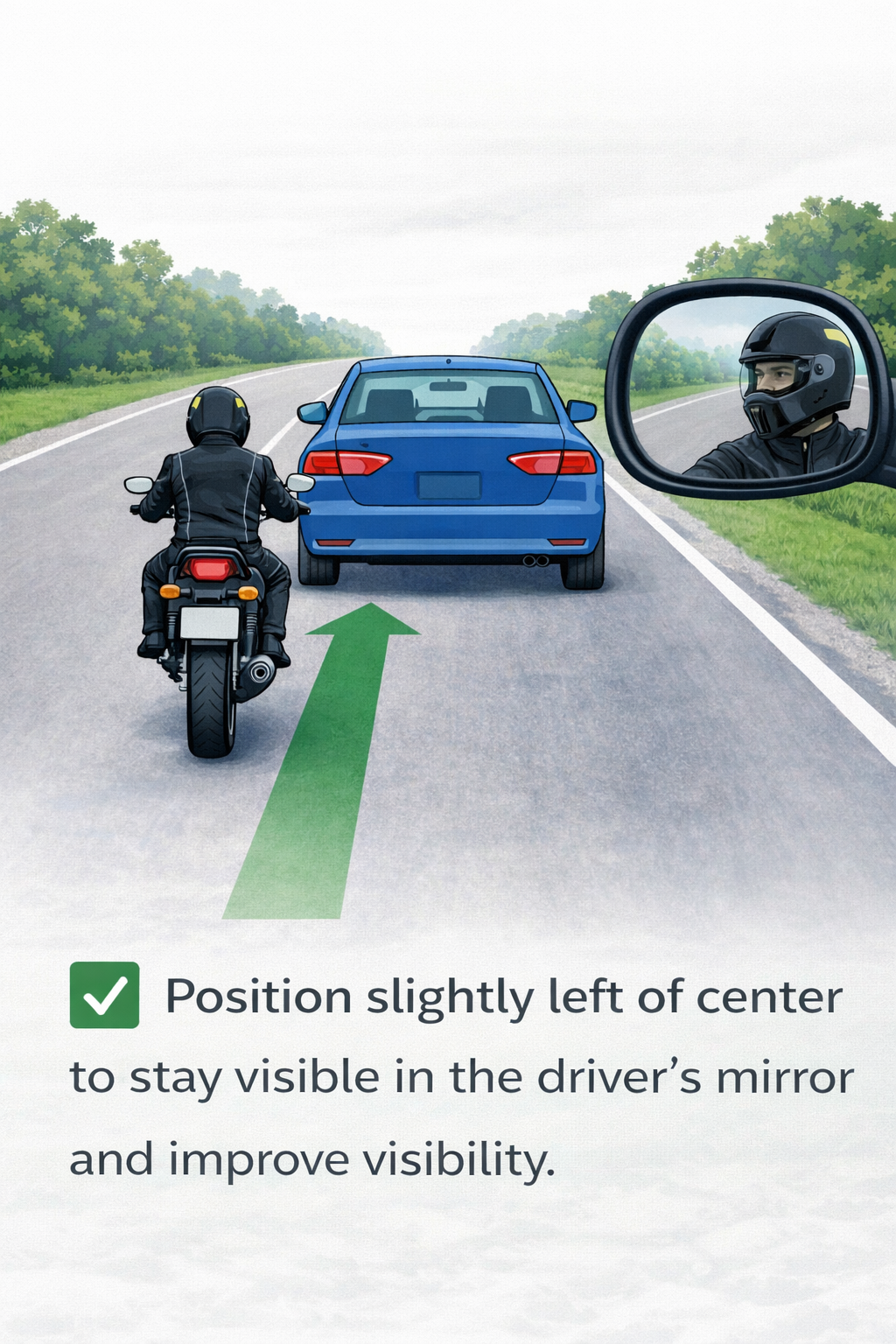 Lane position diagram showing the left-of-center track position